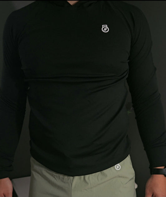 Men's Long Sleeve T-Shirt Hoodie (Black)